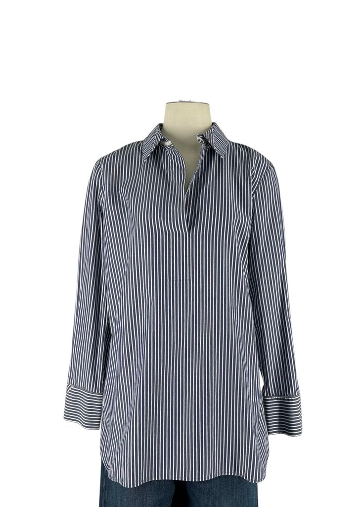 Blue Stripe V Neck Top