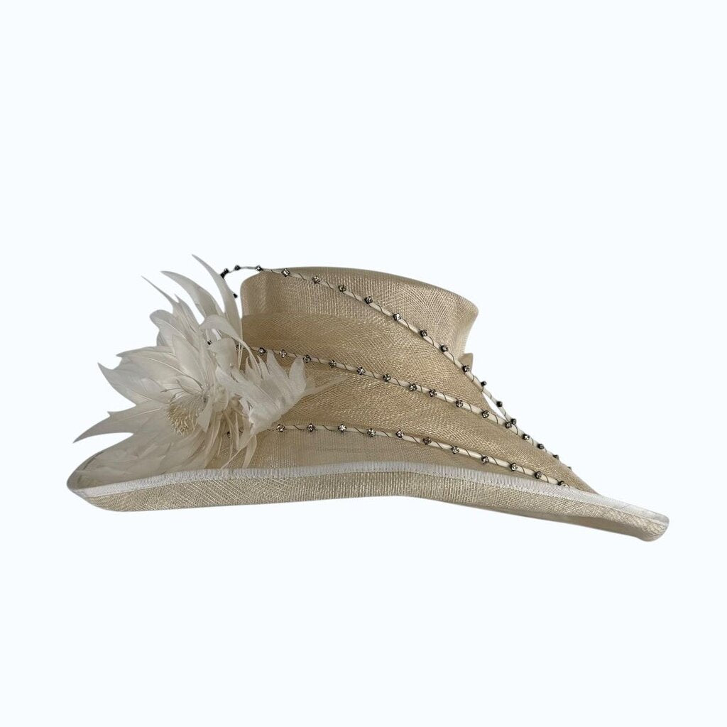 British Rhinestone Floral Hat