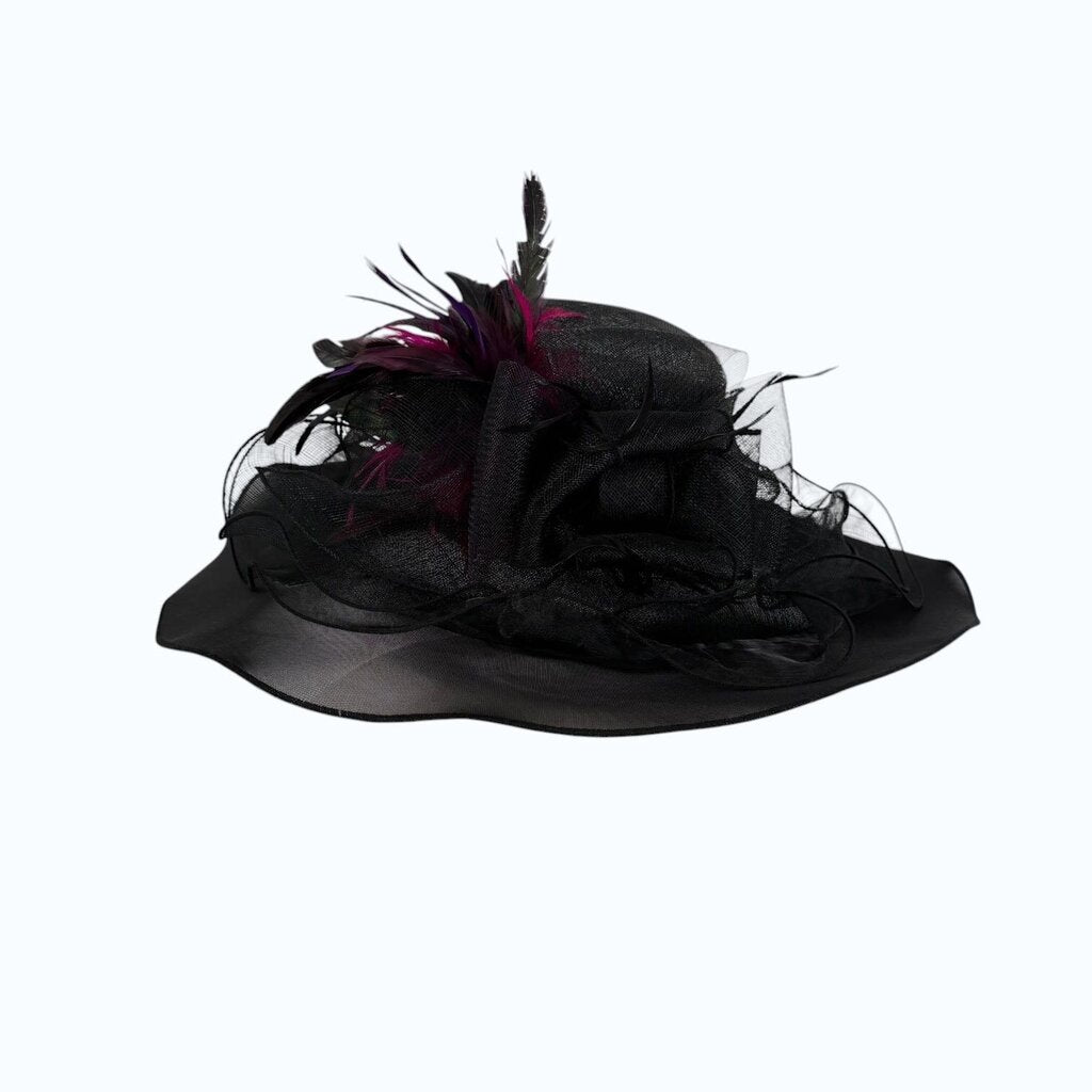 Tulle Bow Feathered Sinamay Hat