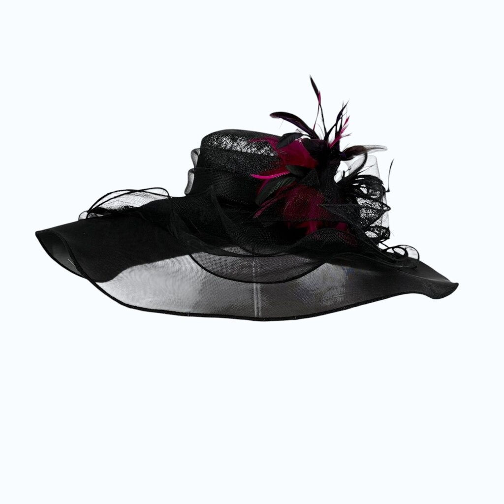 Tulle Bow Feathered Sinamay Hat