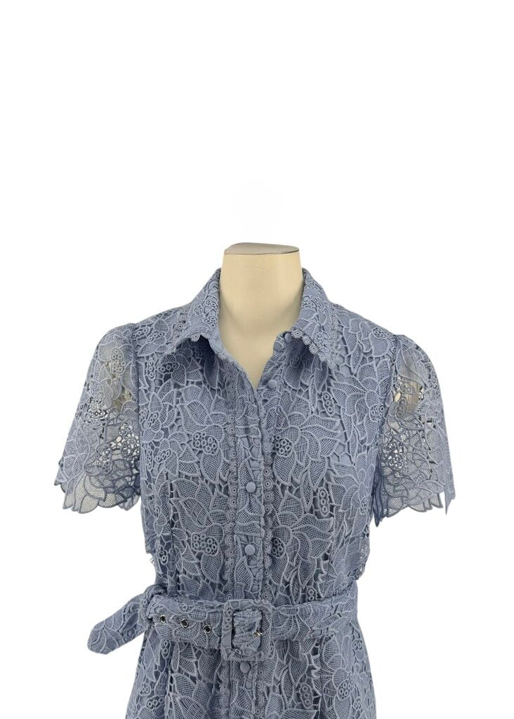 Allison New York Eyelet Midi Blue Collar Dress