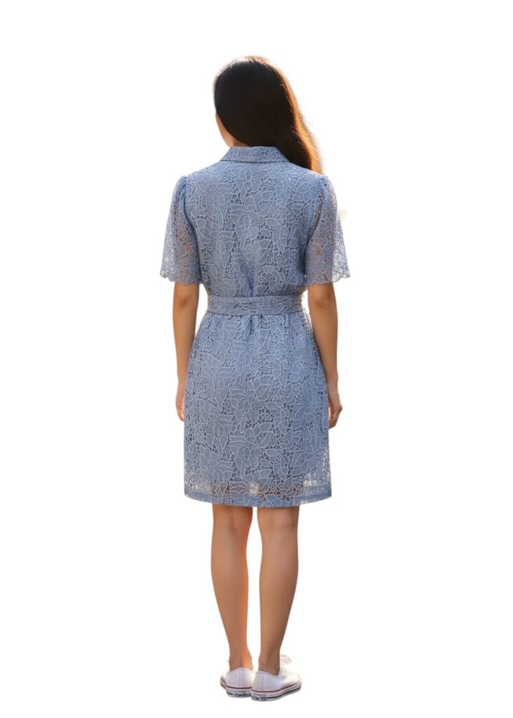 Allison New York Eyelet Midi Blue Collar Dress