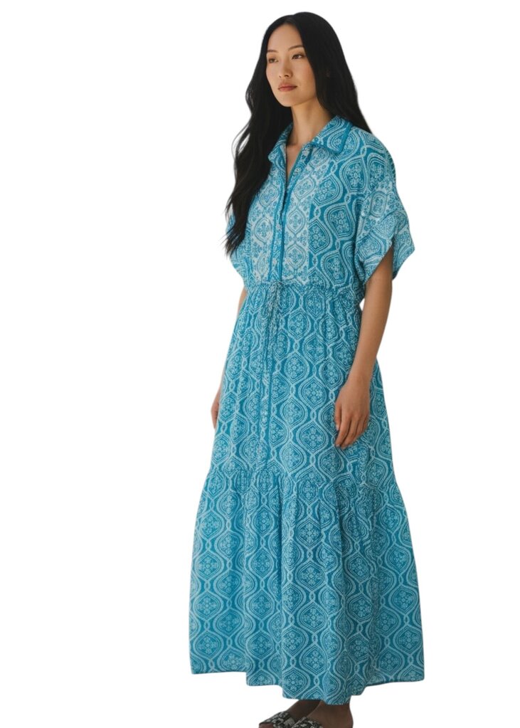 Teal Floral Collar Teal Dress