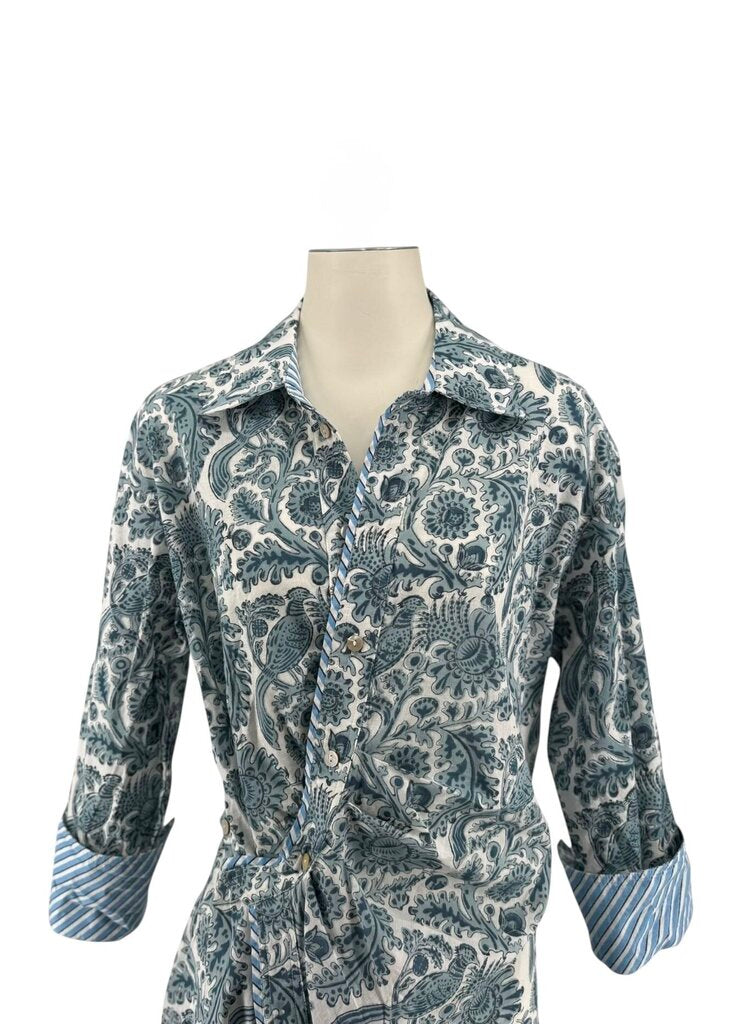 Nibi Teal Bird Long Sleeve Midi