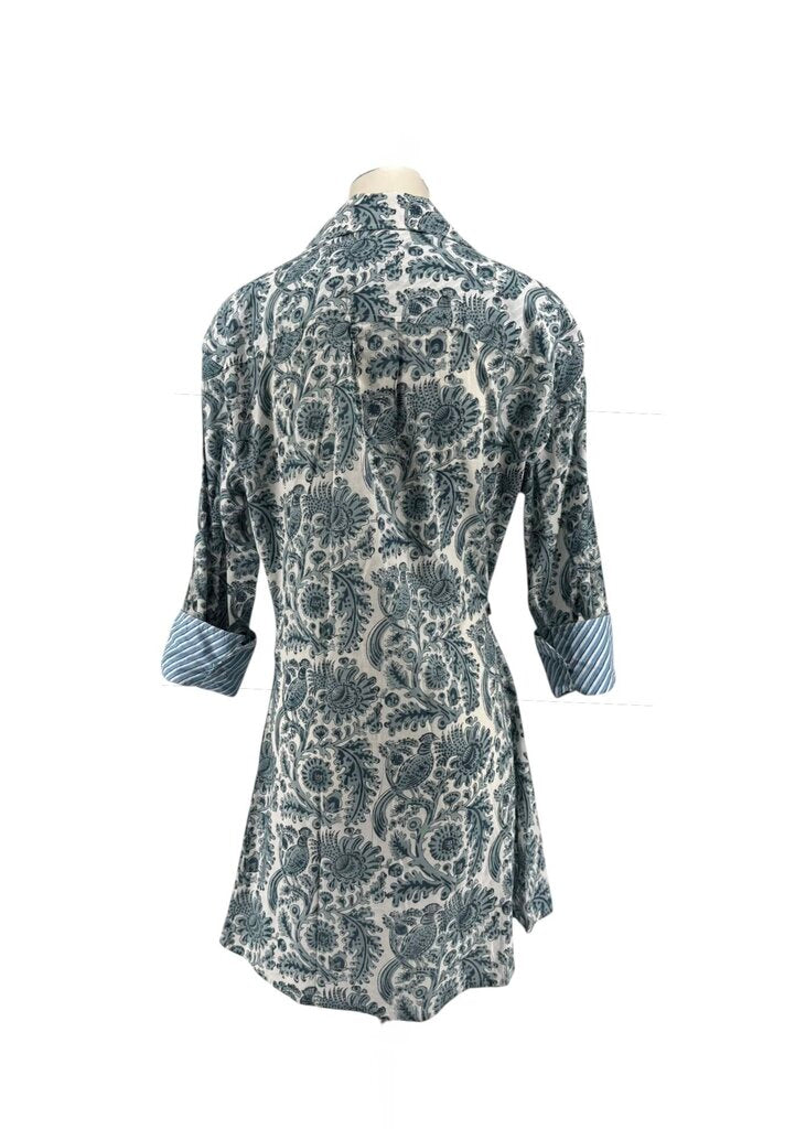 Nibi Teal Bird Long Sleeve Midi