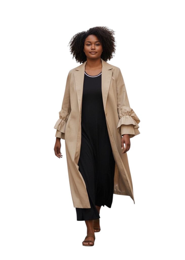 Lafayette 148 Stone XL Coat Button with Ruffle Sleeves