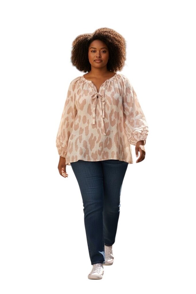 Blush Pink Leopard Sammie Smock Top LJC Designs