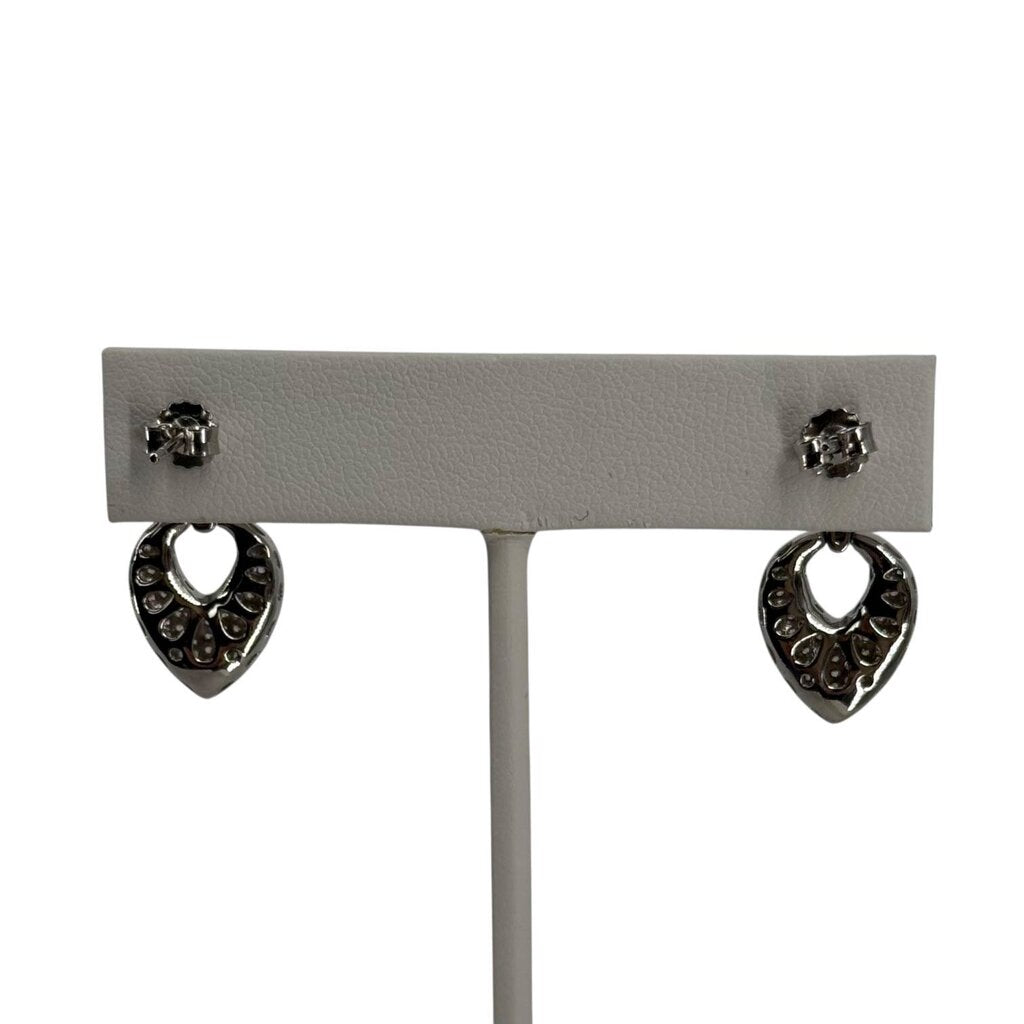 Sterling Silver and Cubic Zirconia Heart Dangle Post Earrings