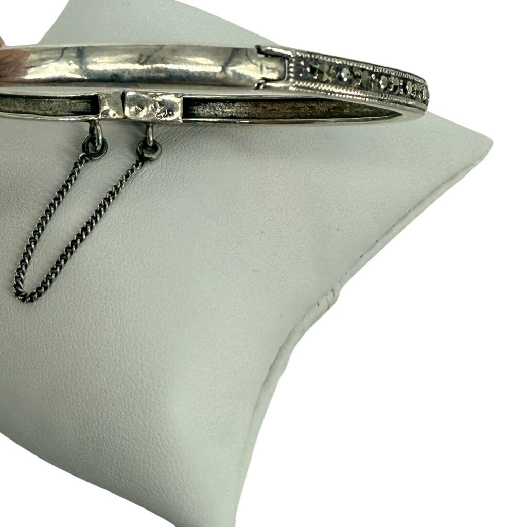 Marcasite Israel 925 Sterling Silver Hinged Lock Bracelet