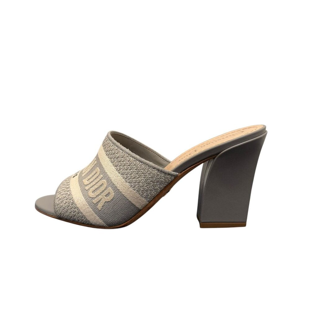 Dior Dway Embroidered Heeled Mule Slide Sandals