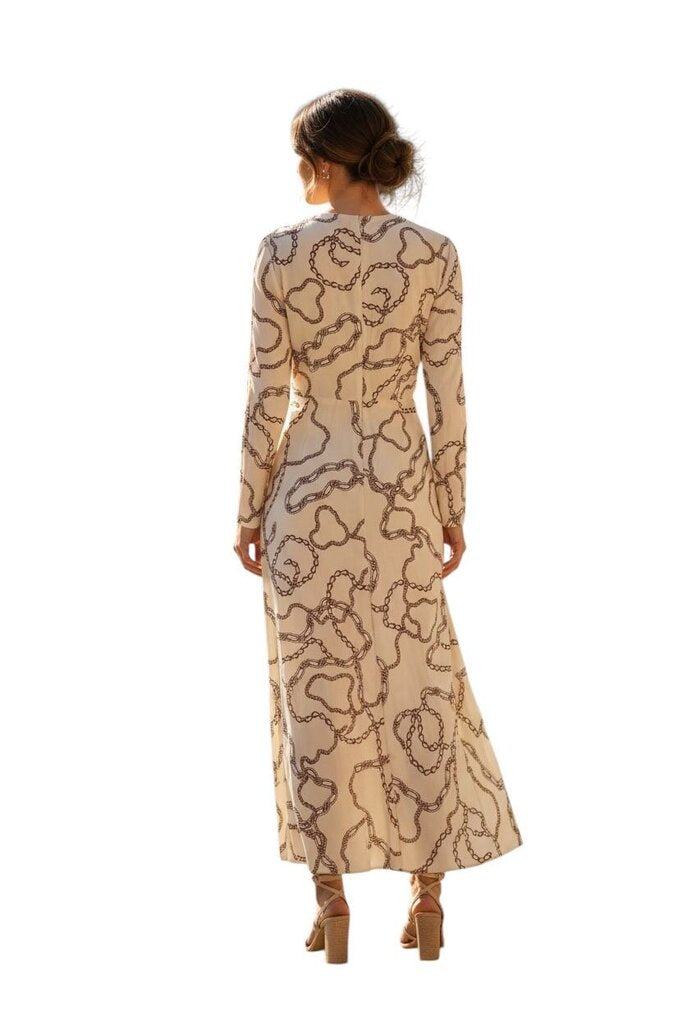 Chain Link Maxi Long Sleeve Ruched Front/CD6