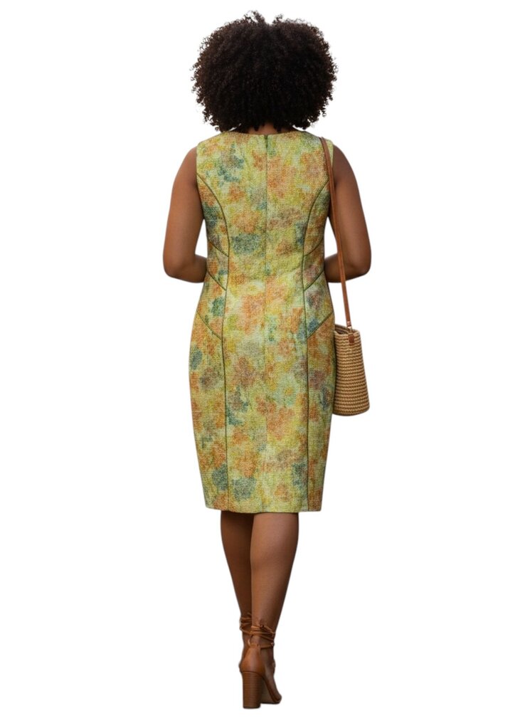 Theia Midi Sleeveless Green V Neck
