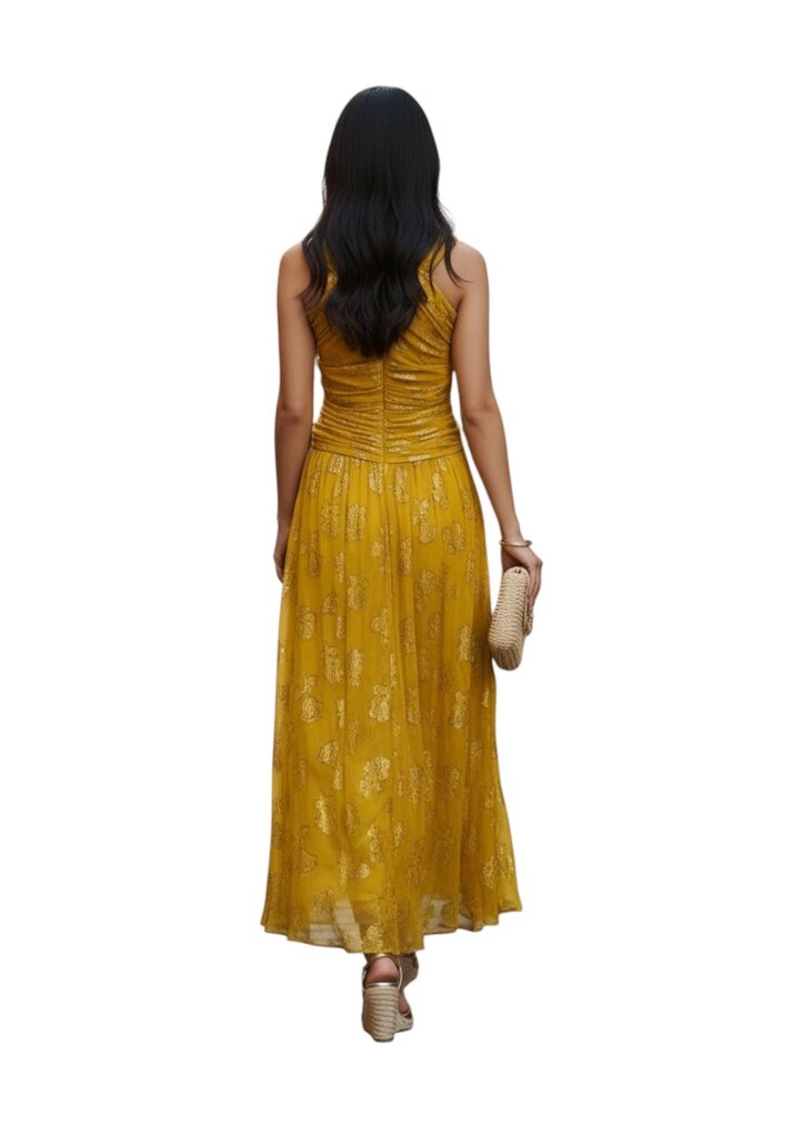 Strapless Ruched Metallic Flowers/CD6