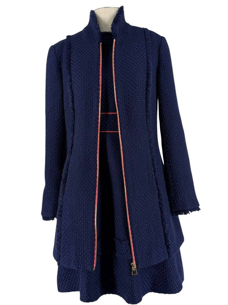 Sail to Sable Blue Tweed Long Pink Zip Suit