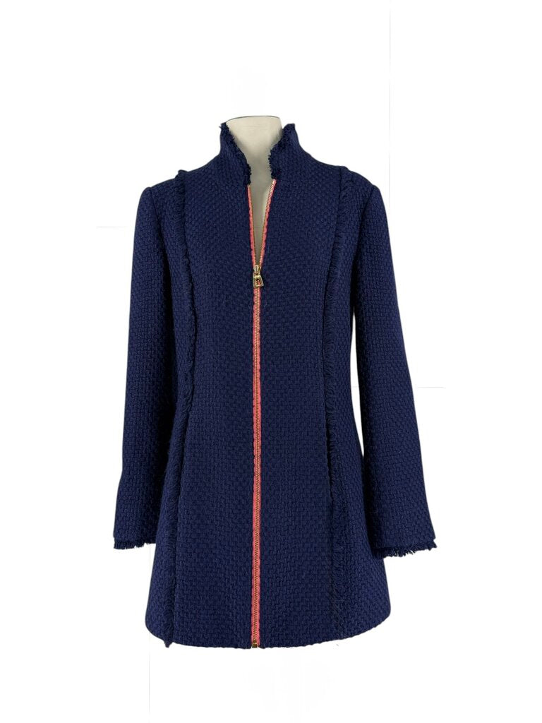 Sail to Sable Blue Tweed Long Pink Zip Suit