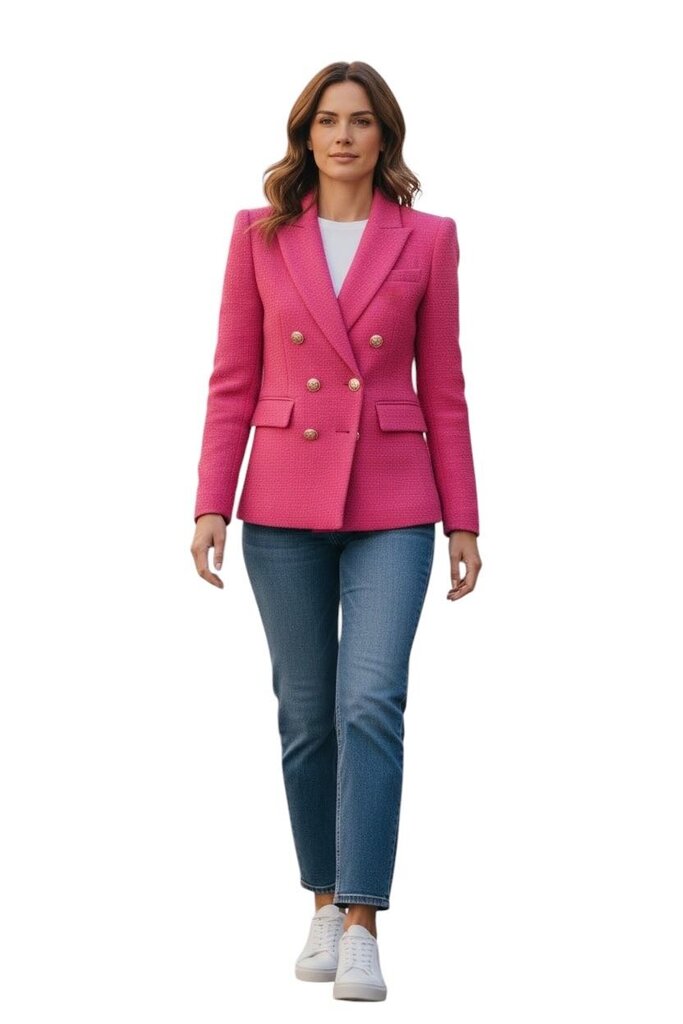 Double Breasted Tweed Blazer