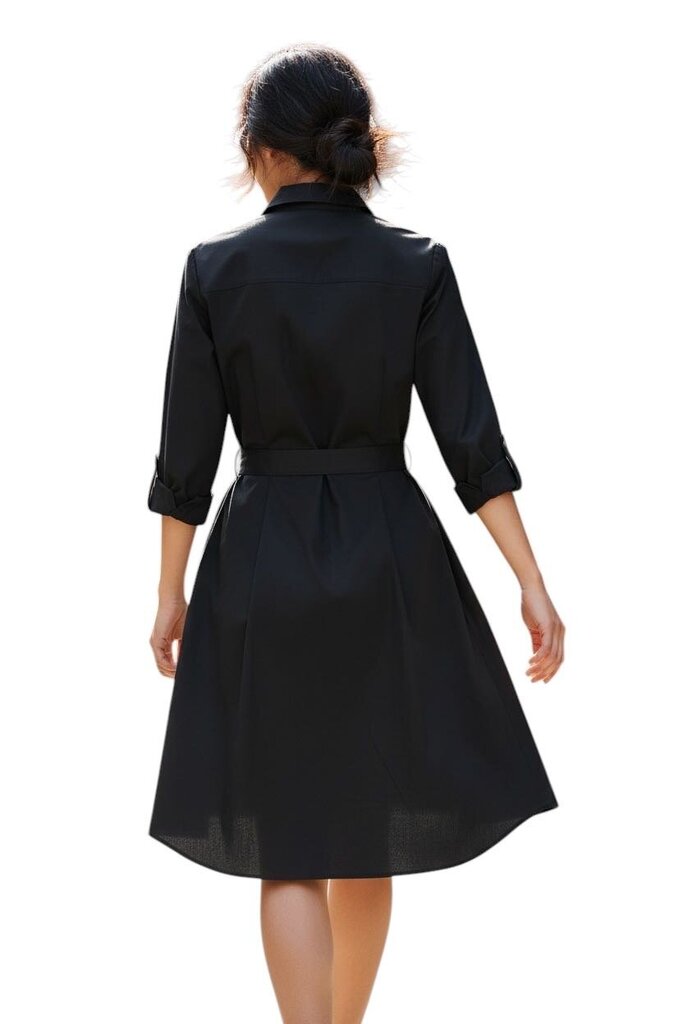 Belted Button Up Midi Dress