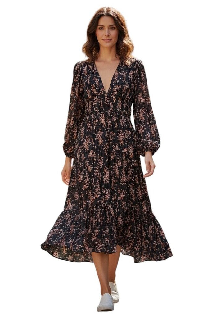Joan Puff Sleeve Floral Maxi Dress