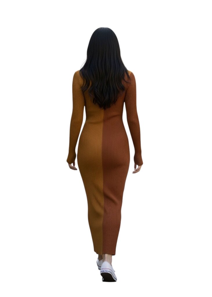 Staud Color Block V Neck Cable Knit Sweater Dress