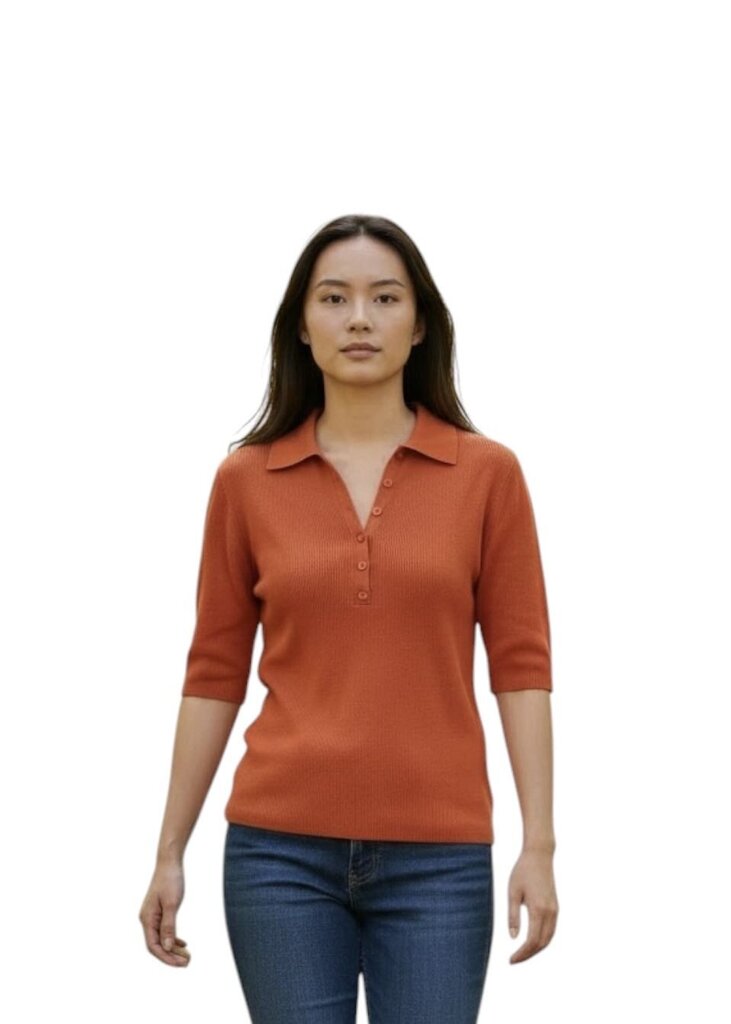 Lafayette 148 Polo Button Placket Ribbed Knit Pullover