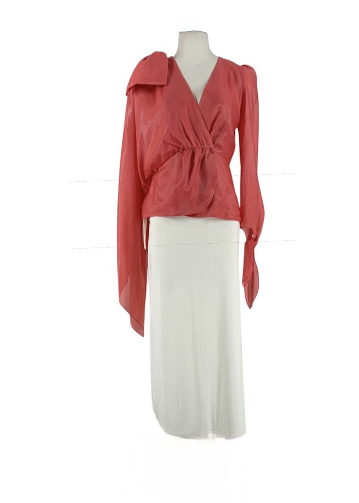 Hellessy Shimmer V Neck Asymetrical Salmon Small Top