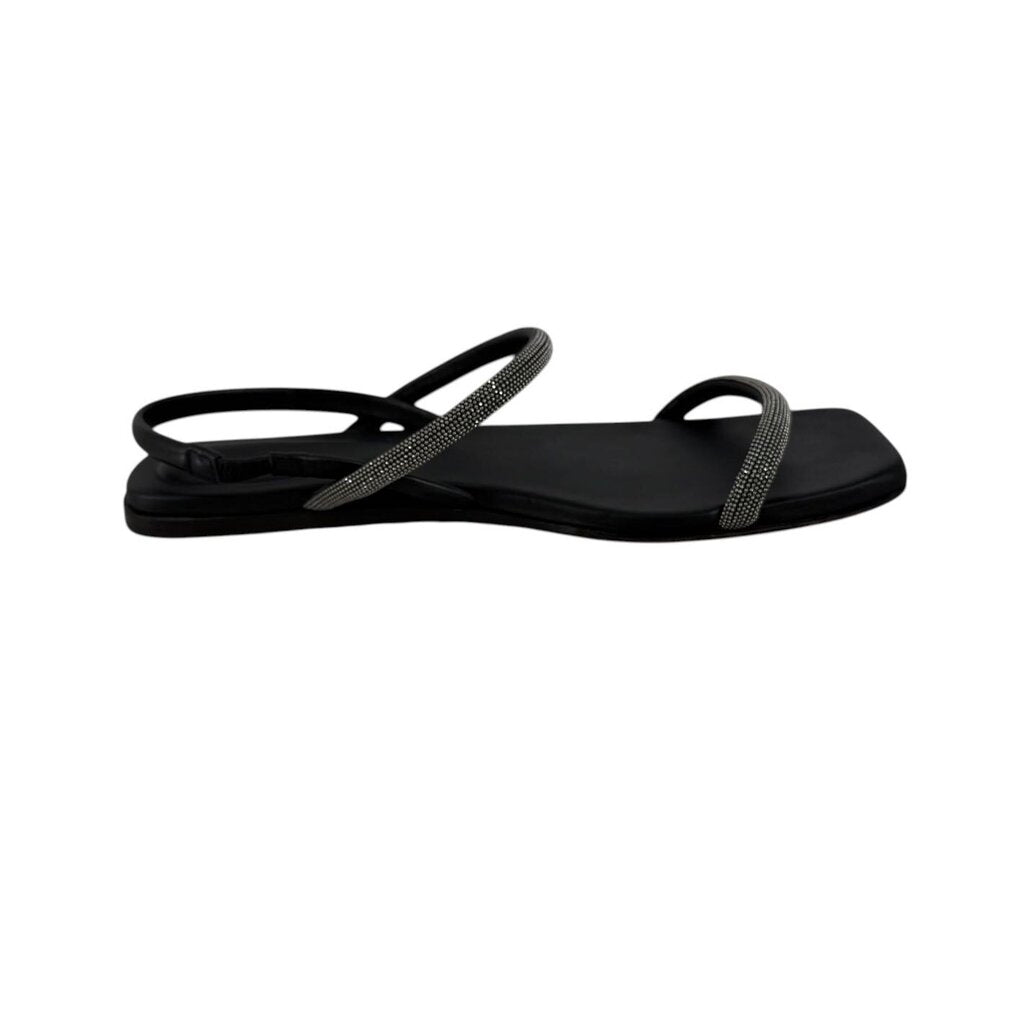 Beaded Black Strappy Sandals