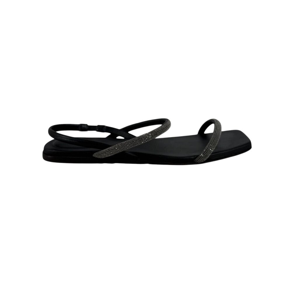 Beaded Black Strappy Sandals