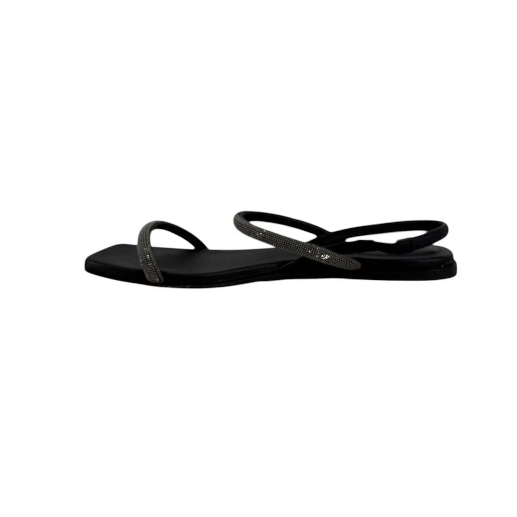 Beaded Black Strappy Sandals