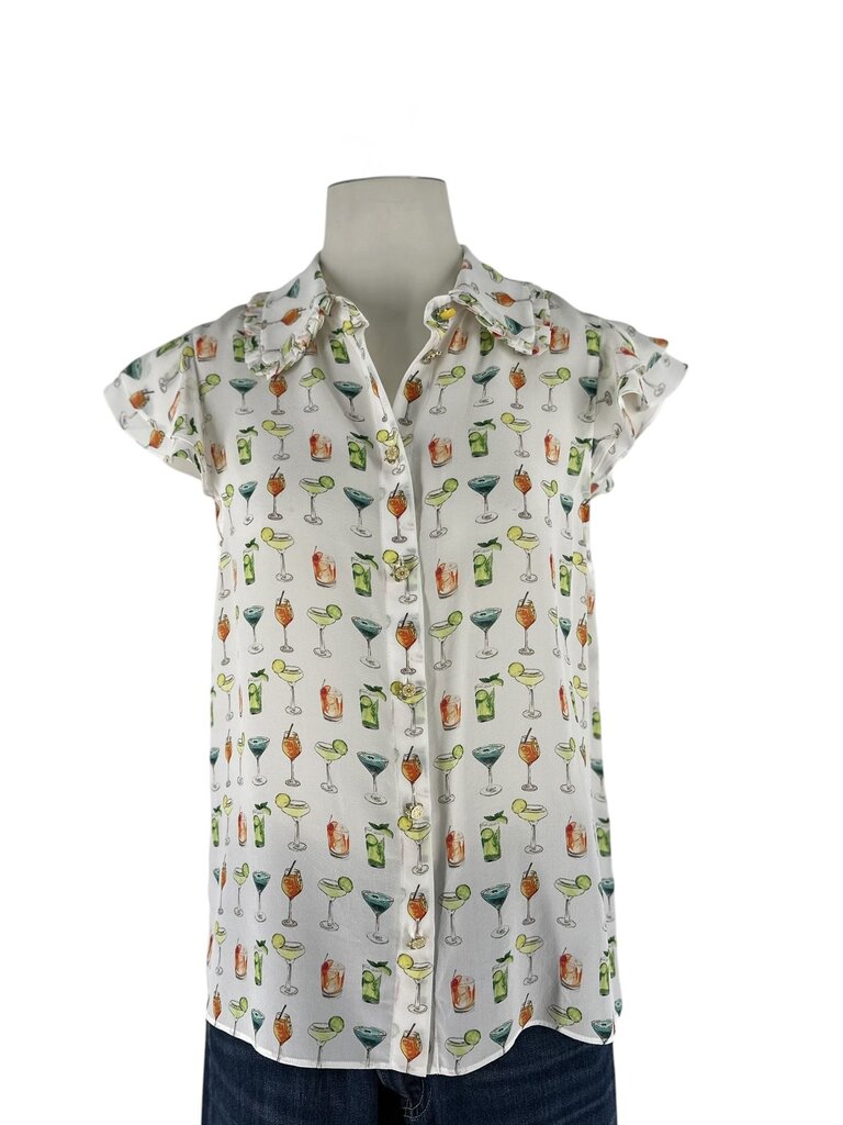 Martel Flutter Sleeve Cocktail Blouse