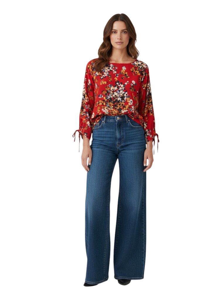 Floral Tie Sleeve Blouse