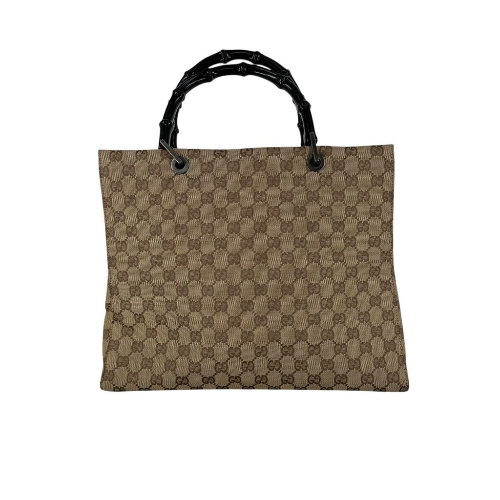 GG Canvas Top Handle Bamboo Handbag