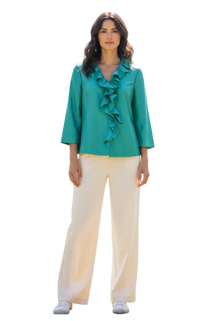 Nina McLemore Silk Ruffle Front Jacket