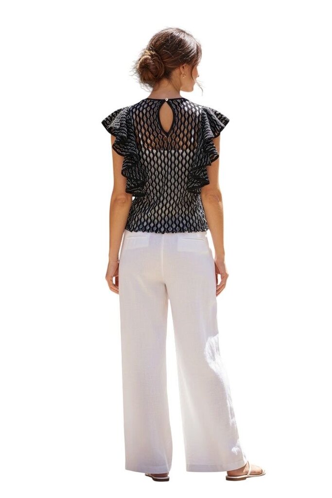 Flutter Sleeve Cutout Sweater
