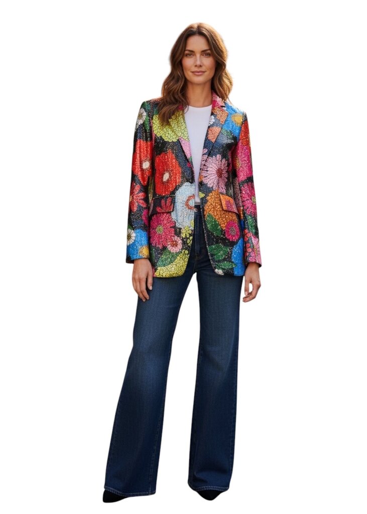 Vilagallo Sequin Maxi Flower Blazer