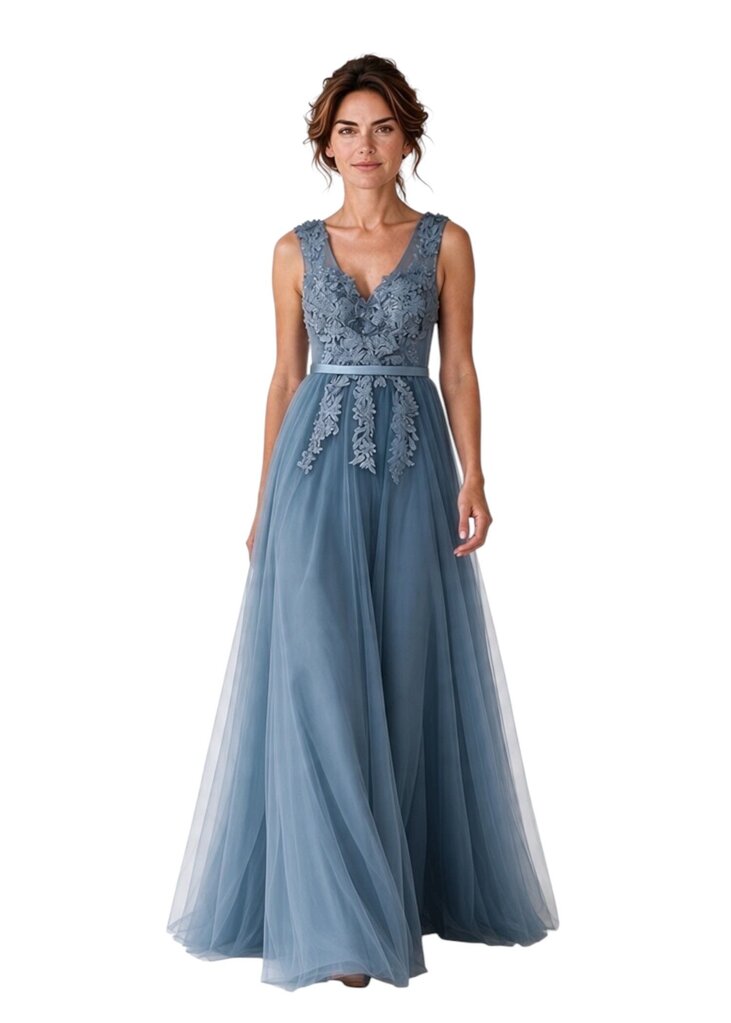Floral Applique Tulle Ballgown