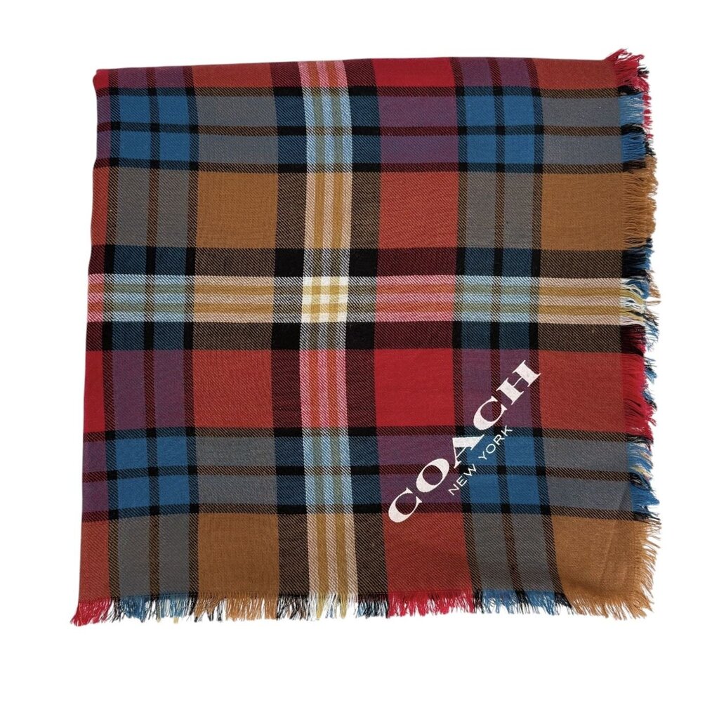Wool Raw Hem Plaid Scarf