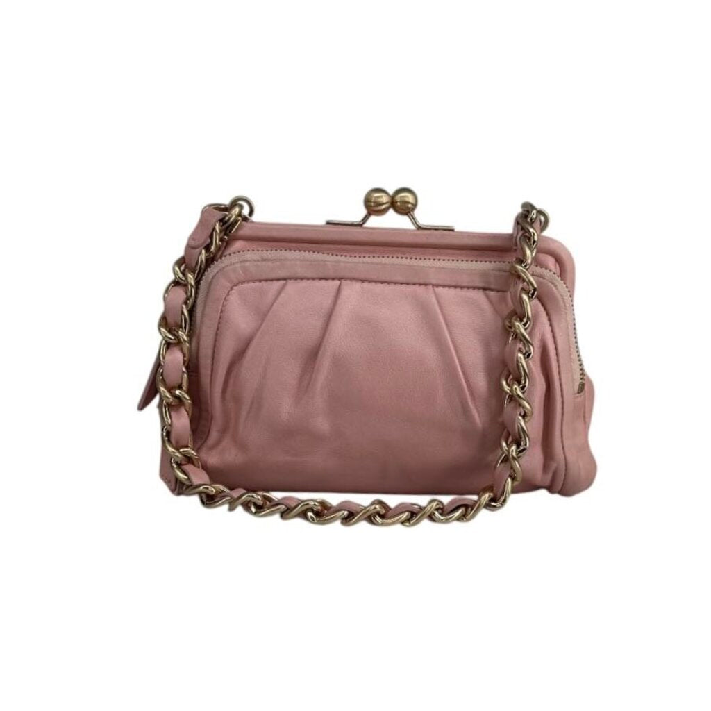 Rare Pink Pearl Leather Clutch