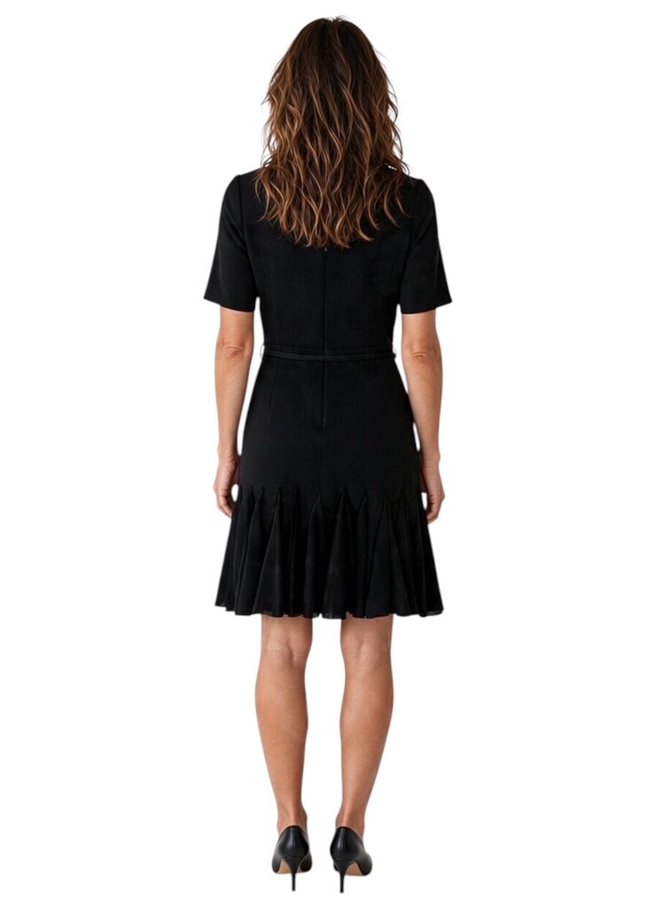 Belted Scoop Neck Raw Edge Pleats / XH6