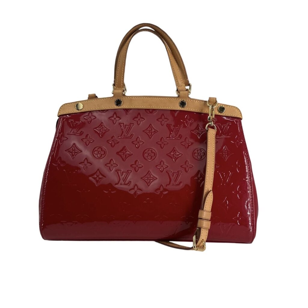 Louis Vuitton Brea Vernis Red Patent Leather Top Handled Satchel with Shoulder Strap