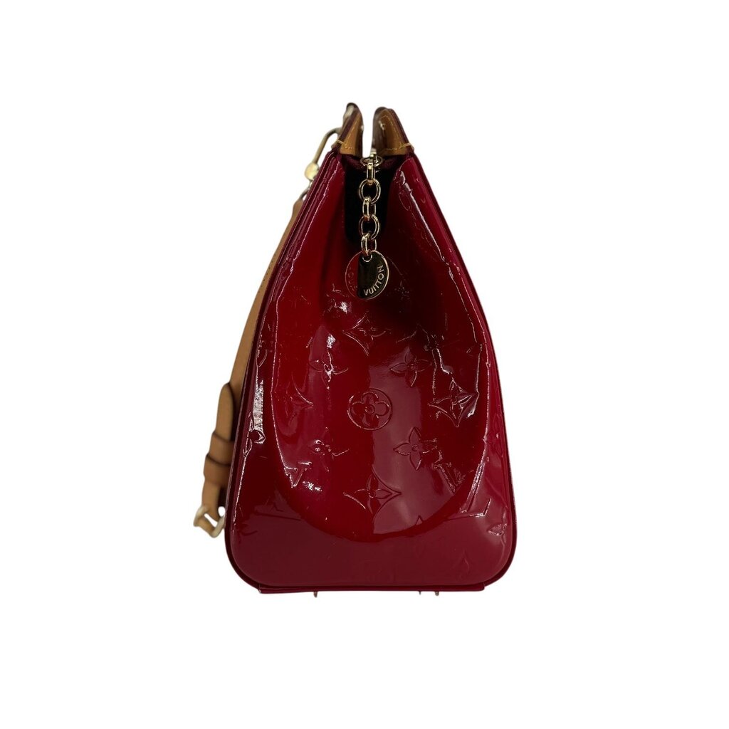 Louis Vuitton Brea Vernis Red Patent Leather Top Handled Satchel with Shoulder Strap