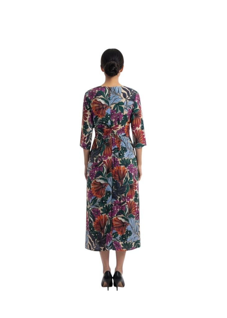 Floral Ruched Sheath Midi Dress