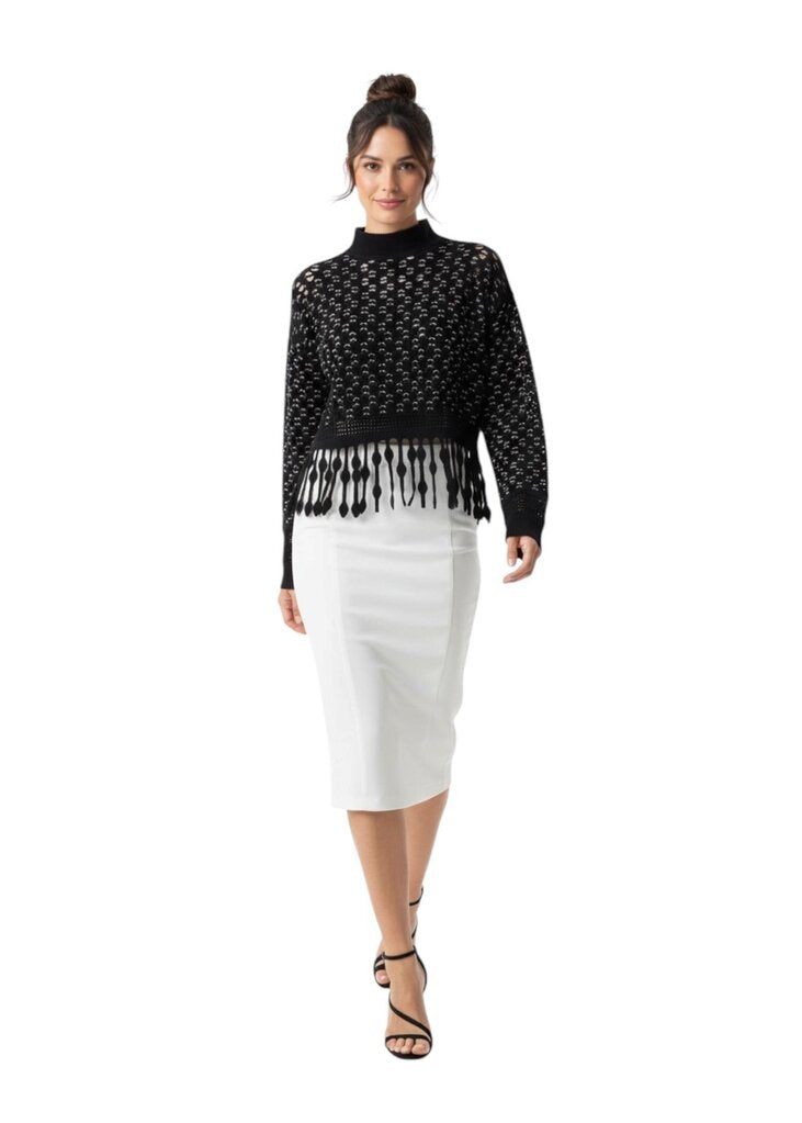 Roman Lattic Fringe Mock Pullover $445 / HD6
