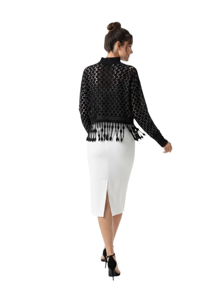 Roman Lattic Fringe Mock Pullover $445 / HD6