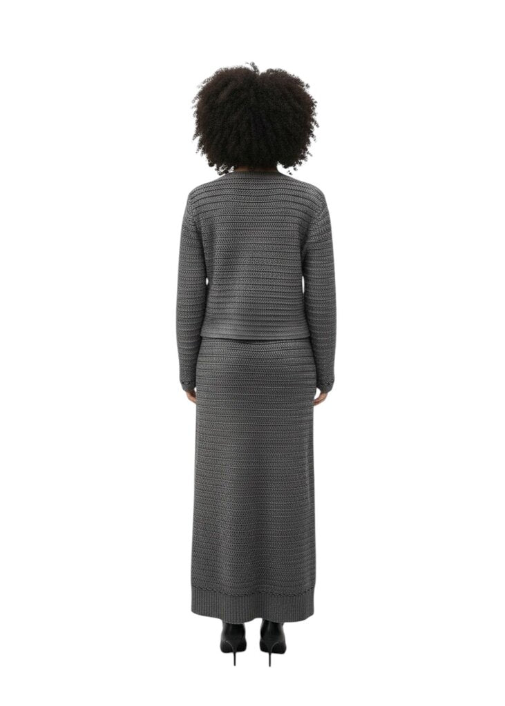 Metallic Maxi Pull On Sweater with Chain / HD6