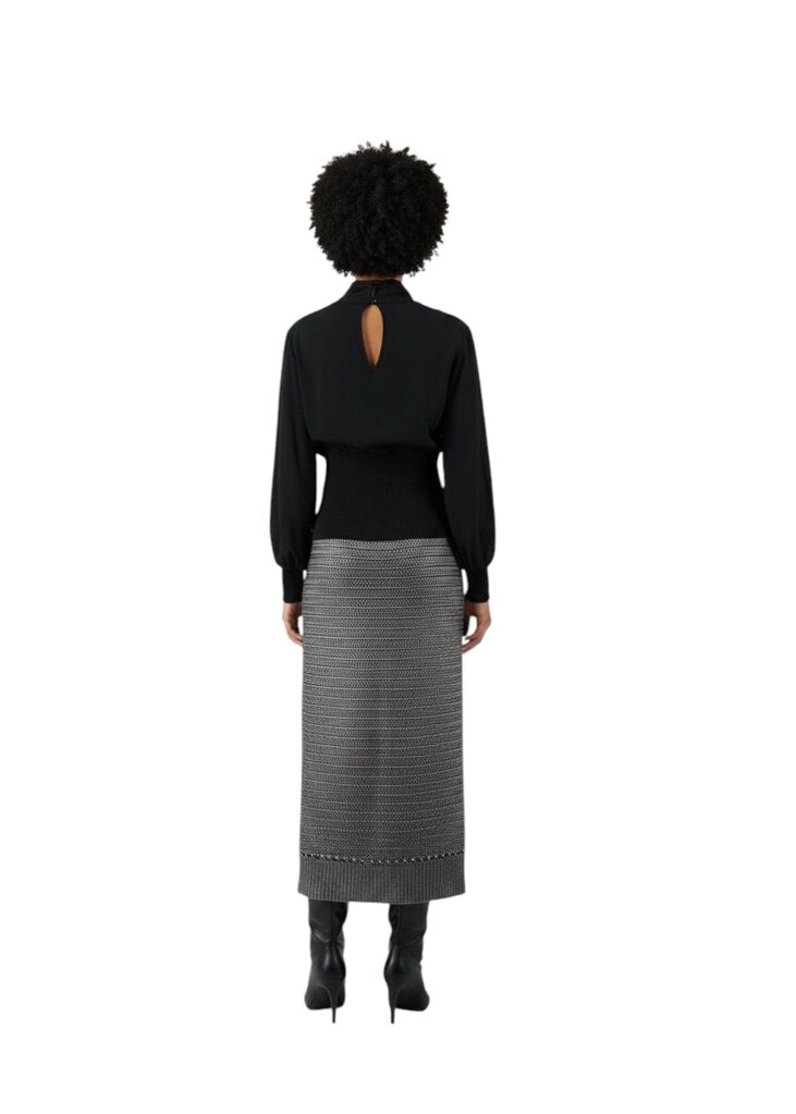 Metallic Maxi Pull On Sweater with Chain / HD6