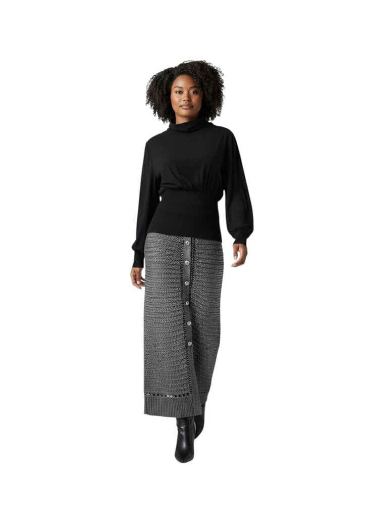 Metallic Maxi Pull On Sweater with Chain / HD6