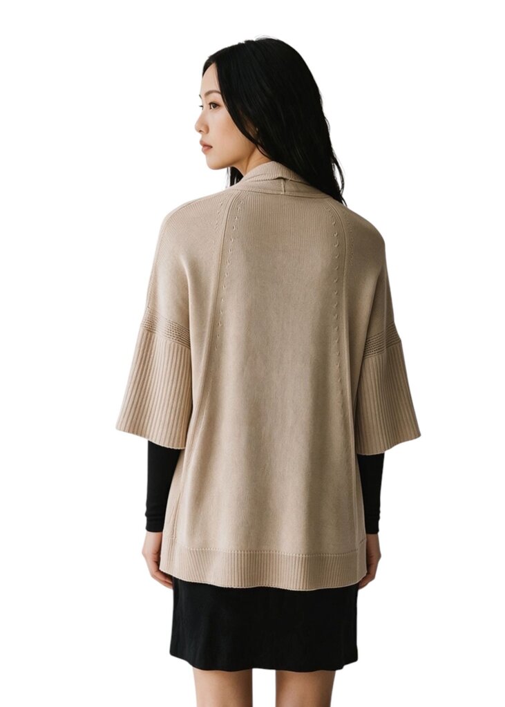 Ribbed Cardigan Roll Collar