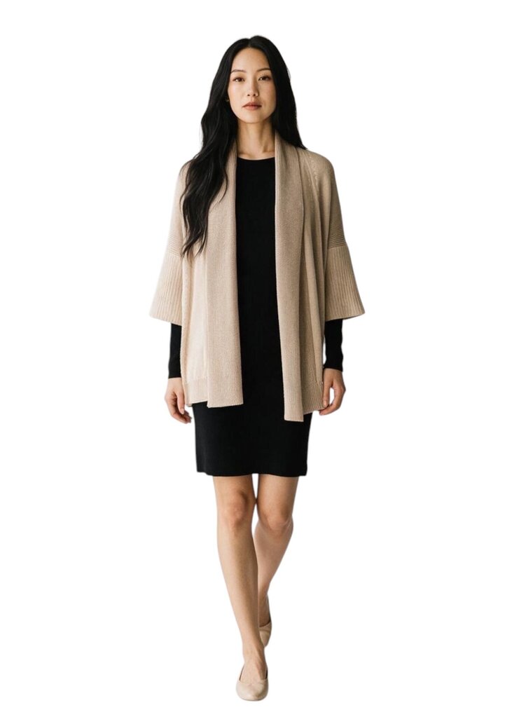 Ribbed Cardigan Roll Collar