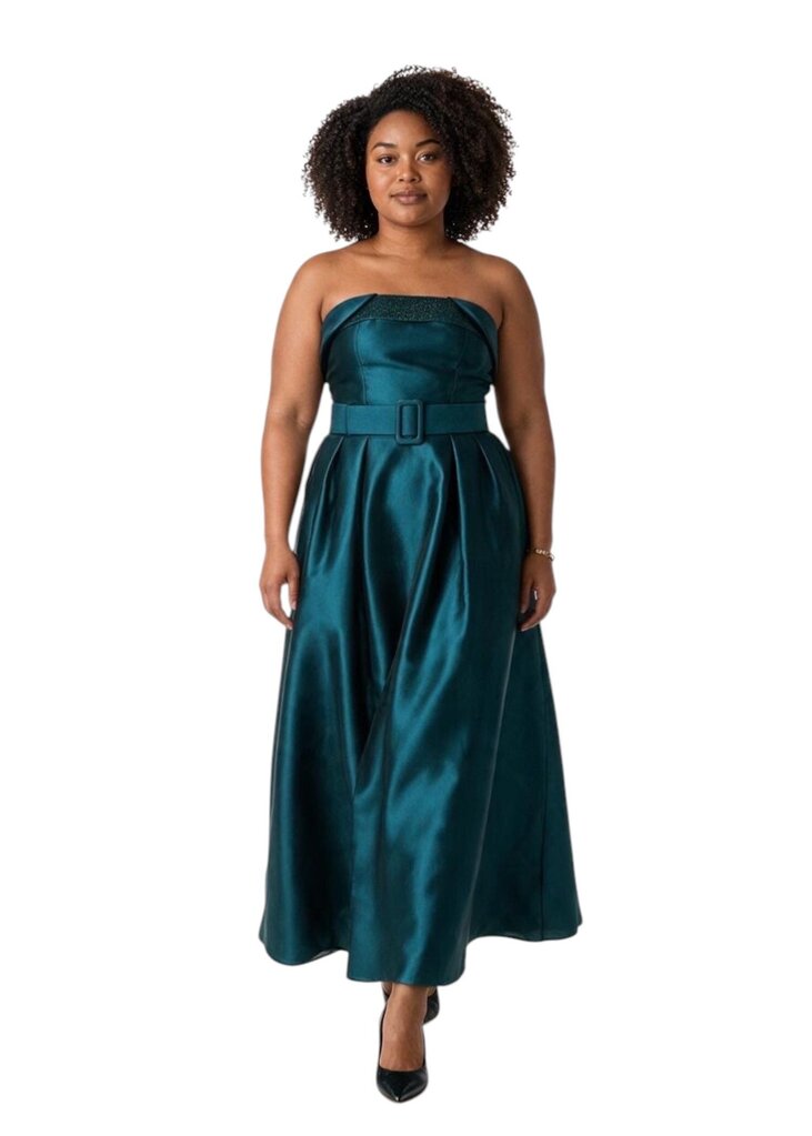 Sachin & Babi Ceri Strapless Belted Box Pleat Aline Formal Dress