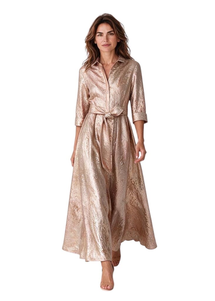 Metallic Foldover Sleeveless Off the Shoulder Metallic Formal